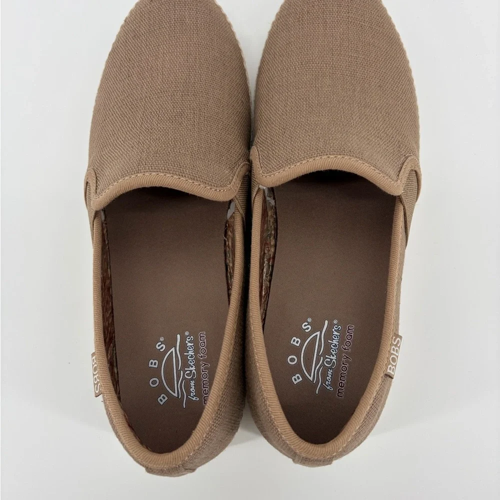 BOBS from Skechers Women's Slip-On Canvas Shoes Tan Size‎ 8.5 Memory Foam, NWOT